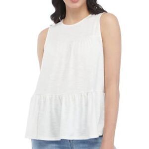 Belle du Jour Juniors Tiered Heathered Tank Top White NWT S 10TGabby Sleeveless